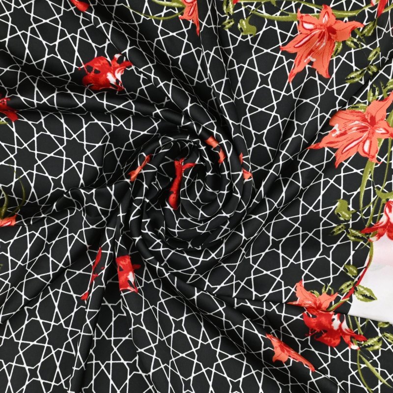 LUMBERJACK Women's Pure Silk Scarf, Neck Foulard, Arabesque Pattern, Square 70x70 cm, With Gift Box — view 24