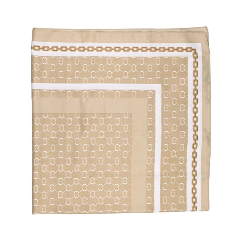 LUMBERJACK Women's Scarf Pure Silk, Neck Foulard, Logo and Chain Pattern, Square 90x90 cm, With Gift Box — view 9