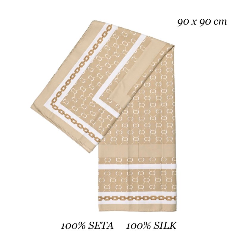 LUMBERJACK Écharpe Femme Pure Soie, Foulard de Cou, Motif Logo et Chaîne, Carré 90x90 cm, Avec Boîte Cadeau — vue 11