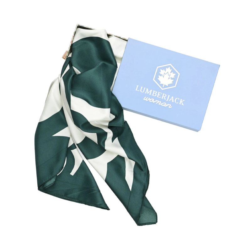 LUMBERJACK Women's Scarf Pure Silk, Neck Foulard, Floral Pattern, Square 90x90 cm, With Gift Box — view 14