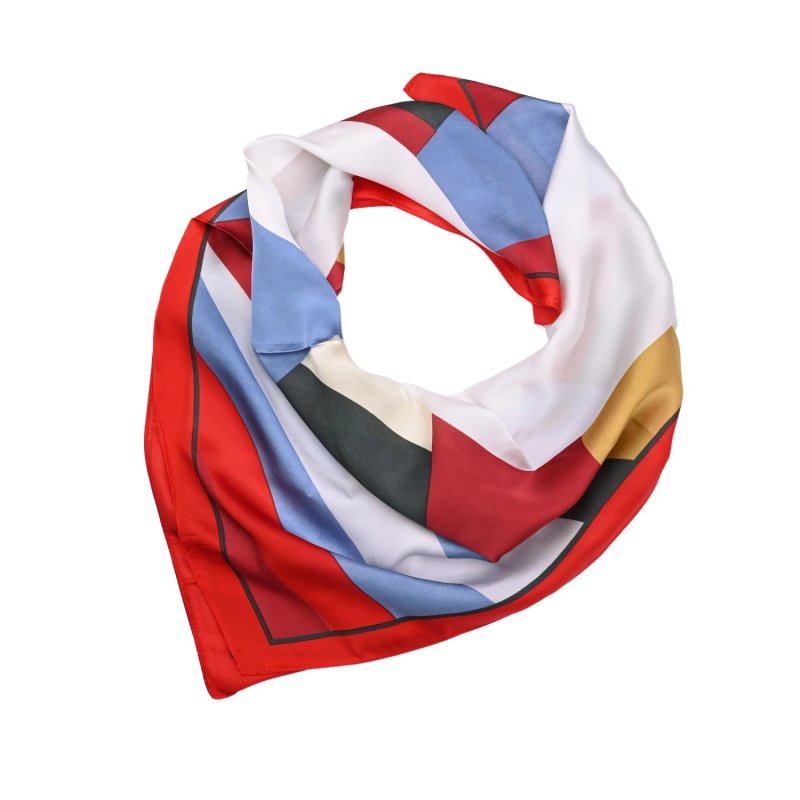 LUMBERJACK Women's Scarf Pure Silk, Neck Foulard, Geometric Pattern, Square 70x70 cm, With Gift Box