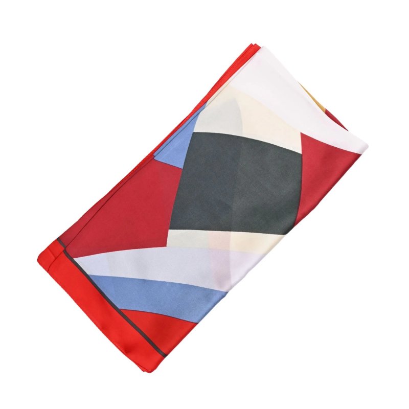 LUMBERJACK Women's Scarf Pure Silk, Neck Foulard, Geometric Pattern, Square 70x70 cm, With Gift Box — back view