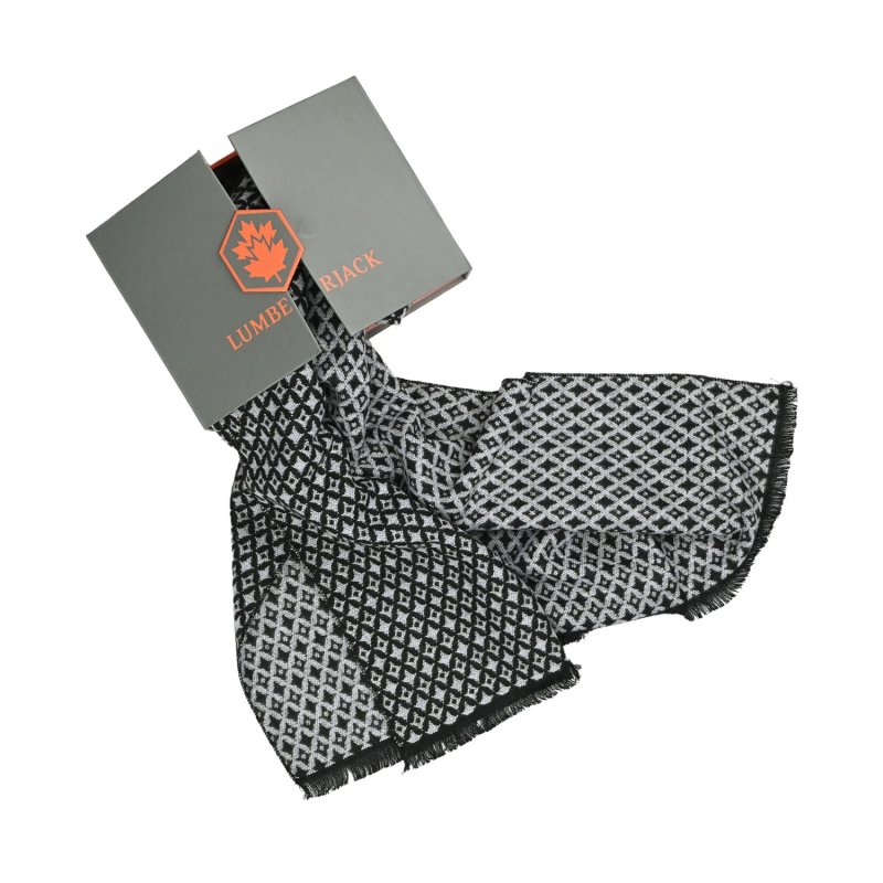 LUMBERJACK Men's Winter Scarf in Soft Wool, Classic, With Diamond Geometric Pattern, With Gift Box — front view