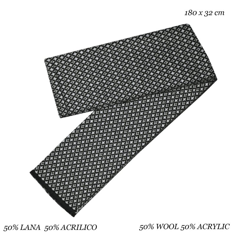 LUMBERJACK Écharpe Homme Hiver en Laine Douce, Classique, à Motif Géométrique Diamond, Avec Boîte Cadeau — vue arrière