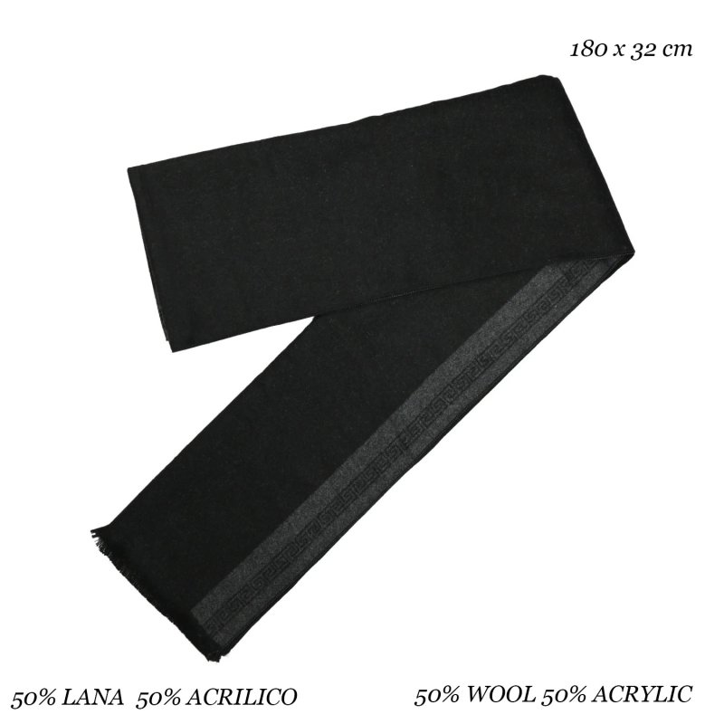 Lumberjack Men's Winter Scarf in Soft Wool, Classic, Greek-Pattern Border, Elegant, Gift Box — view 15
