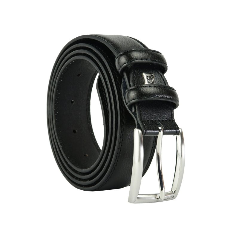 Laura Biagiotti Men's Gift Set, Genuine Leather Belt and Genuine Leather Wallet, Black — logo detail