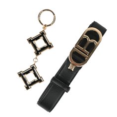 Laura Biagiotti Geschenkset für Damen, Schlüsselanhänger und Gürtel aus Kunstleder