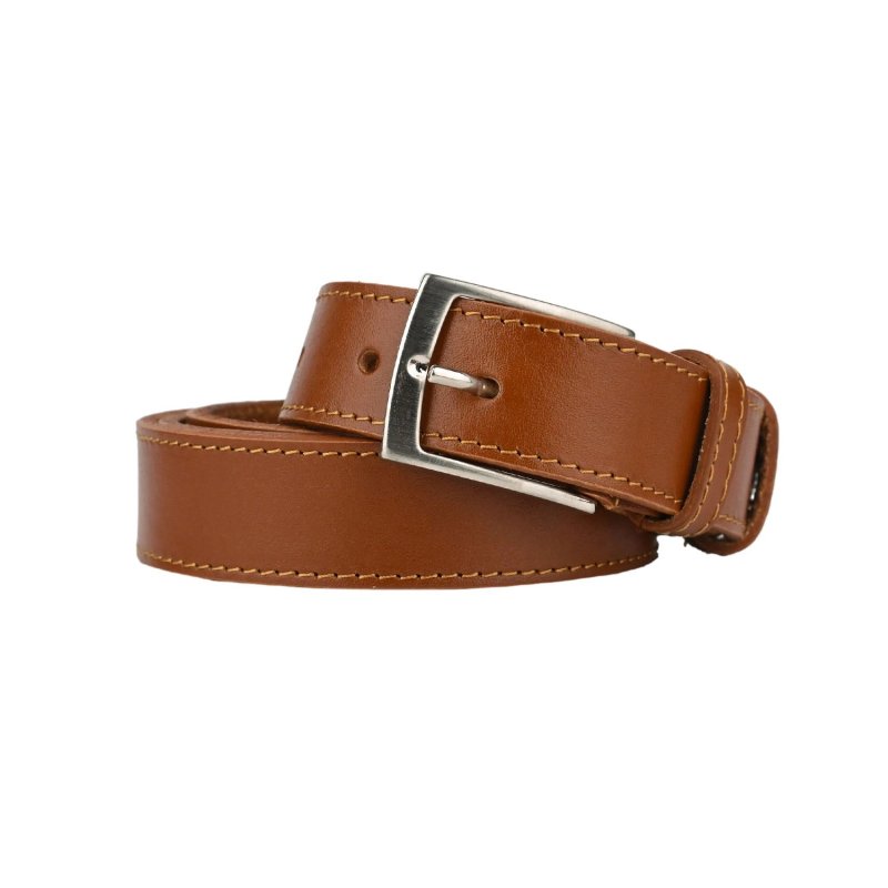 Conte Massimo Men's Genuine Leather Belt, Made in Italy, Can Be Shortened, With Stitching, 3 cm High — view 8