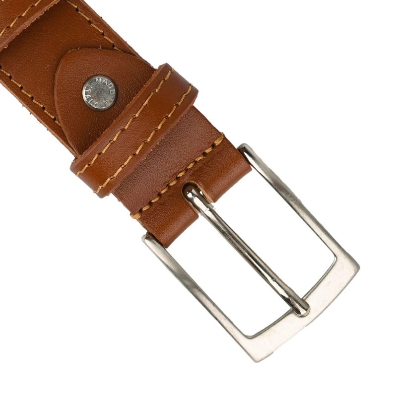 Conte Massimo Men's Genuine Leather Belt, Made in Italy, Can Be Shortened, With Stitching, 3 cm High — view 10