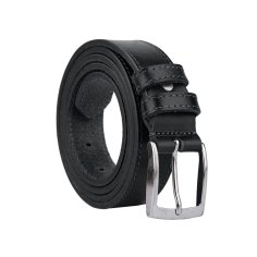 Conte Massimo Men's Belt in Genuine Leather, Made in Italy, Can Be Shortened, With Stitching, 3.5 cm High 2