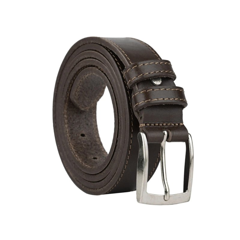 Conte Massimo Men's Belt in Genuine Leather, Made in Italy, Can Be Shortened, With Stitching, 3.5 cm High — view 19