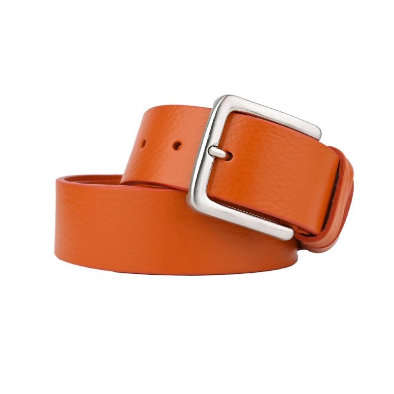 Conte Massimo Men's Belt, Leather (Vegetable-Tanned), One-Piece, Made in Italy, Nickel Free Buckle, 4 cm, With … — front view