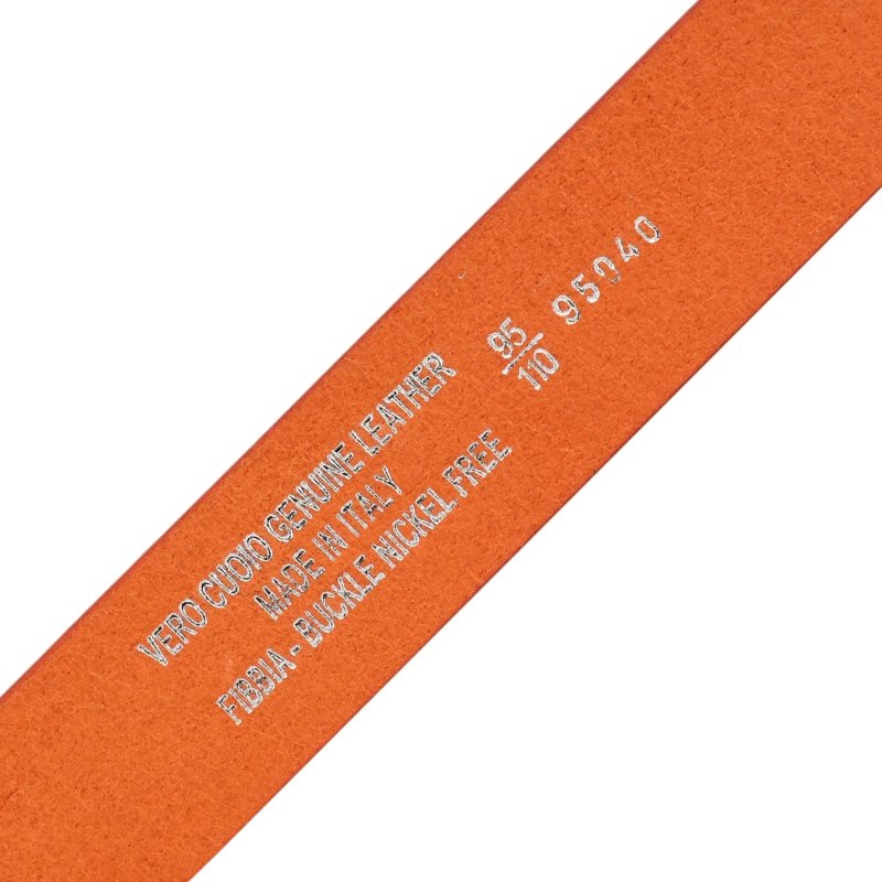 Conte Massimo Men's Belt, Leather (Vegetable-Tanned), One-Piece, Made in Italy, Nickel Free Buckle, 4 cm, With Box — detail