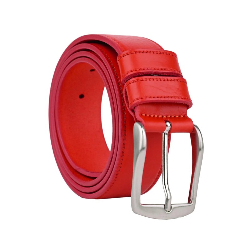 Conte Massimo Men's Belt, Leather (Vegetable-Tanned), One-Piece, Made in Italy, Nickel Free Buckle, 3.5 cm, With Box