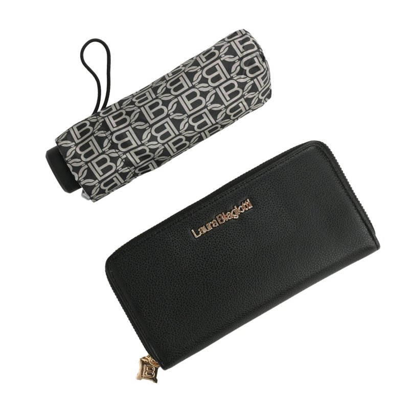 Laura Biagiotti Geschenkset für Damen, Damen-Geldbörse aus PU und Super-Mini-Taschenschirm Faltbar, Elegante… — Vorderansicht