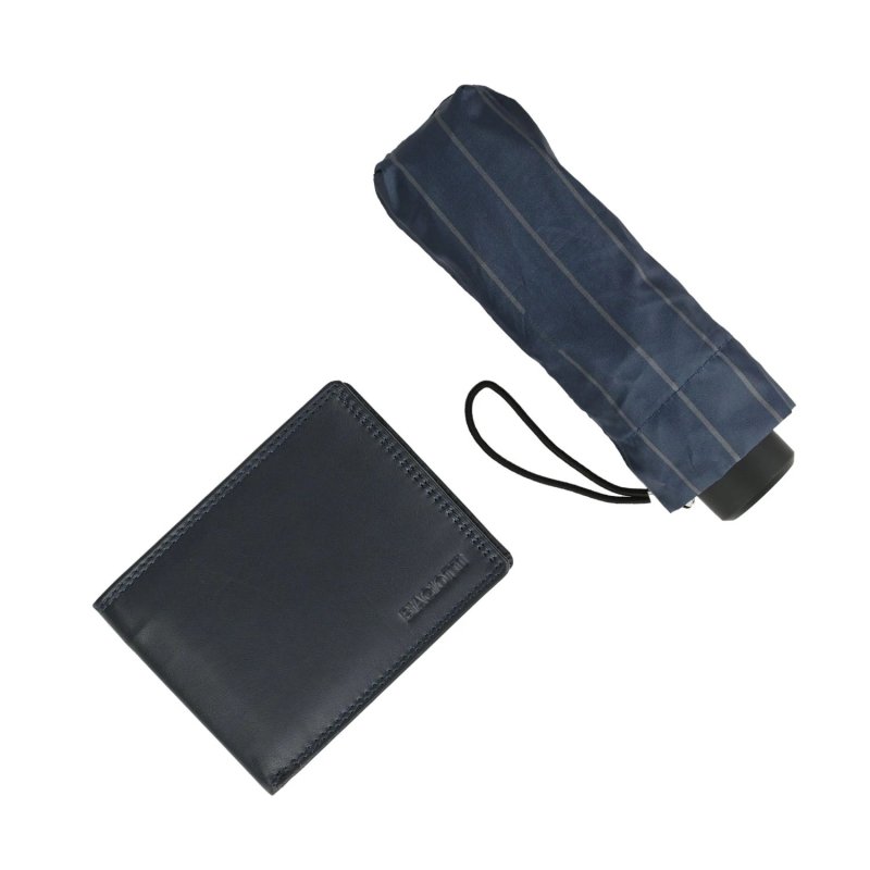 Biagiotti Men's Gift Set, Men's Genuine Leather Wallet and Super Mini Foldable Pocket Umbrella, Elegant Set — front view
