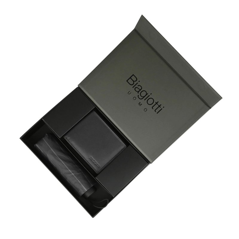 Biagiotti Geschenkbox für Herren, Herrenbrieftasche aus echtem Leder und faltbarer Super-Mini-Taschenschirm, ele… — Ansicht 7