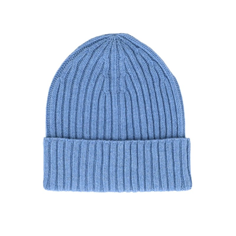 Conte Massimo Unisex Warm Wool Beanie, Winter Beanie Hat, Ribbed Knit with Cuff, Made in Italy — front view