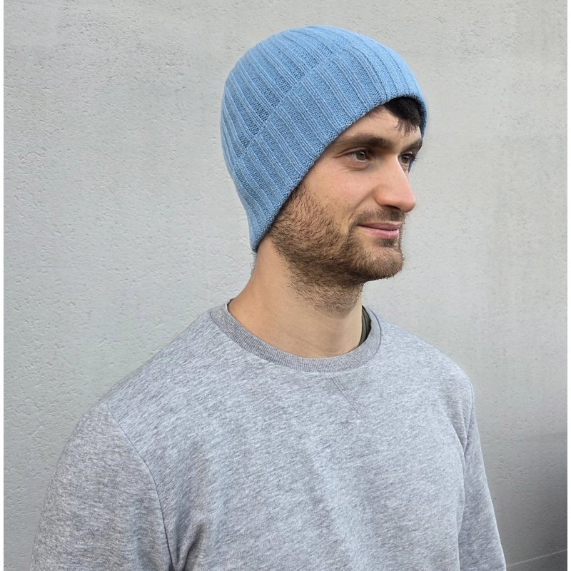 Conte Massimo Bonnet Unisexe Chaud en Laine, Bonnet Beanie d'Hiver, Bonnet Côtelé avec Revers, Made in Italy — détail logo