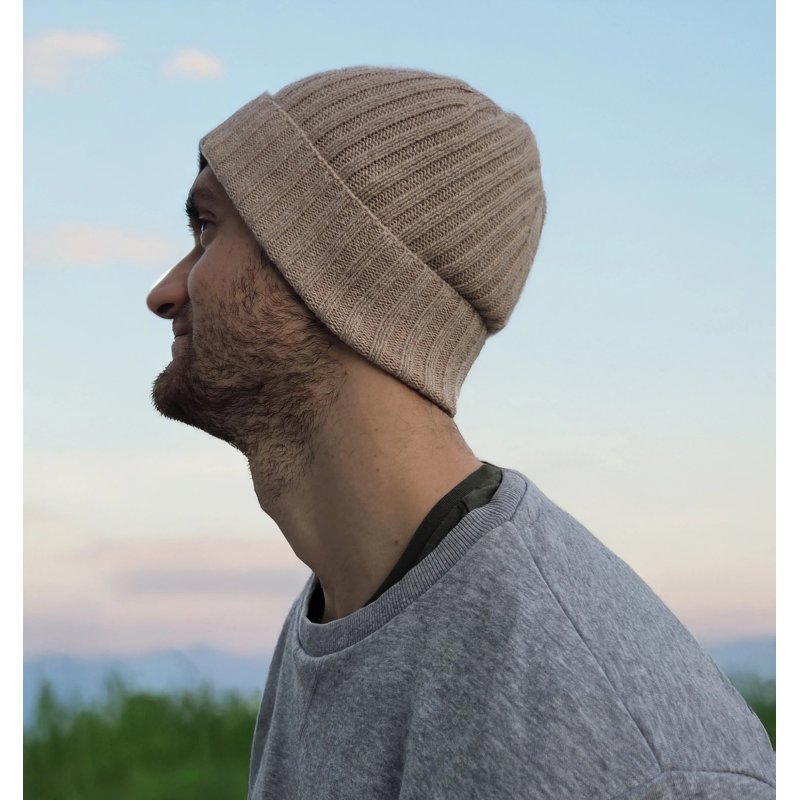 Conte Massimo Unisex Warm Wool Beanie, Winter Beanie Hat, Ribbed Knit with Cuff, Made in Italy — view 12
