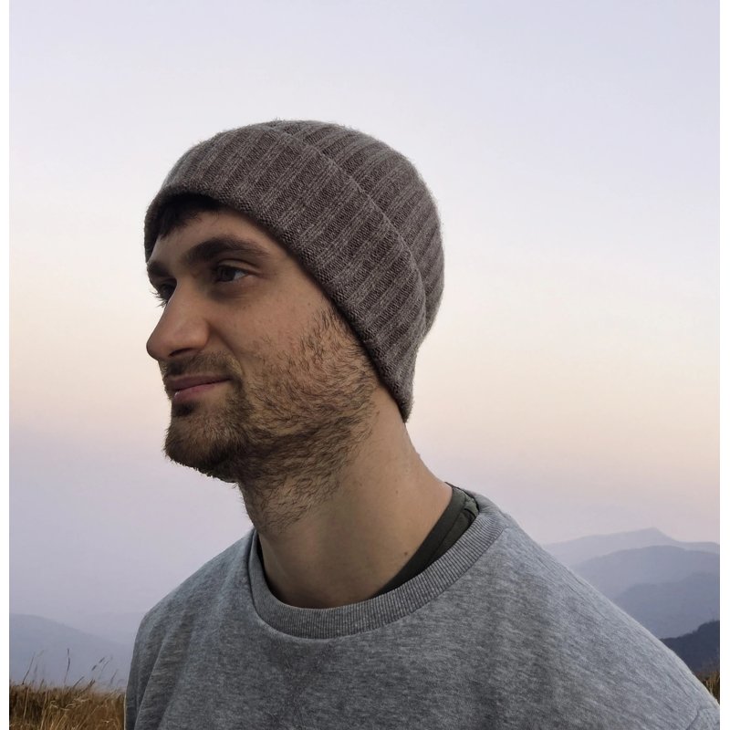 Conte Massimo Unisex Warm Wool Beanie, Winter Beanie Hat, Ribbed Knit with Cuff, Made in Italy — view 41
