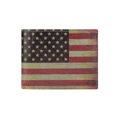 GRESEL Portefeuille Homme en Cuir Véritable, Drapeau Américain Effet Vieilli, Cow Hunter, RFID, avec Porte-Monnaie et Boîte