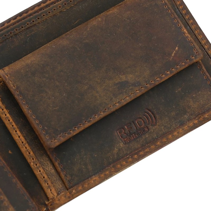 GRESEL Herren-Geldbörse aus echtem Leder, Amerikanische Flagge im Vintage-Look, Cow Hunter, RFID, mit Münzfach… — Logo-Detail