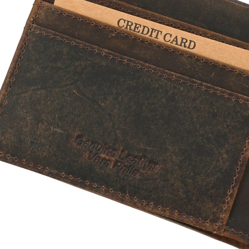 GRESEL Men's Genuine Leather Wallet, Aged American Flag, Cow Hunter, RFID, With Coin Pocket and Box — view 7