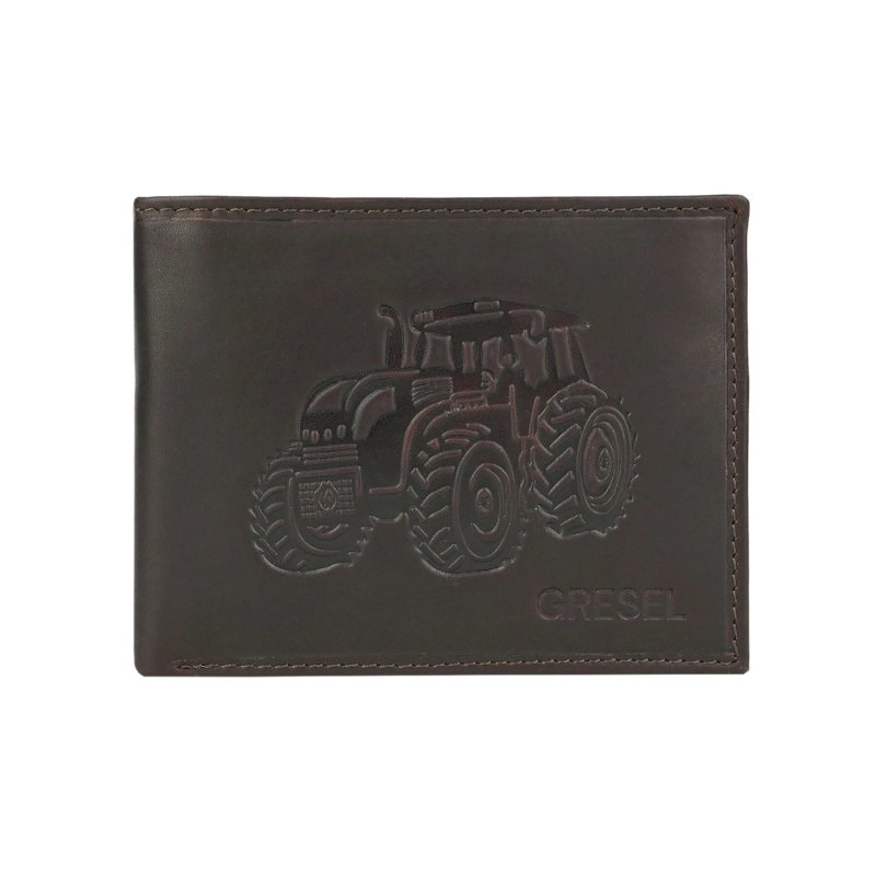 GRESEL Portefeuille Homme en Cuir Véritable Oily Pull-Up, Imprimé Tracteur, avec Porte-Monnaie et Boîte — vue 7