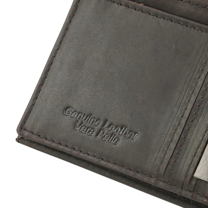 GRESEL Portefeuille Homme en Cuir Véritable Oily Pull-Up, Imprimé Tracteur, avec Porte-Monnaie et Boîte — détail