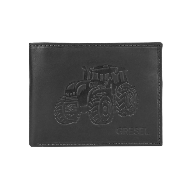 GRESEL Portefeuille Homme en Cuir Véritable Oily Pull-Up, Imprimé Tracteur, avec Porte-Monnaie et Boîte — vue 14