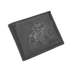 GRESEL Men's Leather (Vegetable-Tanned) Wallet, Tractor Print, With Coin Pocket and Box 2
