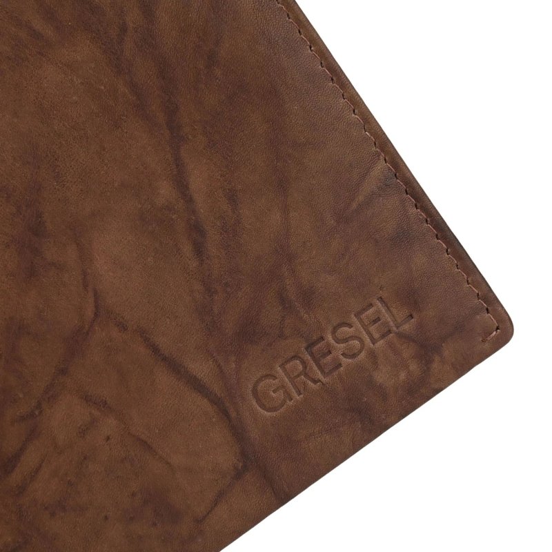 GRESEL Herren-Geldbörse aus Echtleder mit Sauvage-Wolkeneffekt, Vintage-Look, mit Münzfach und Box — Detail