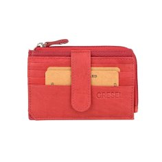 GRESEL Unisex Card Holder in Soft Genuine Leather, Slim, Zip Pocket for Coins and Banknotes, With Box