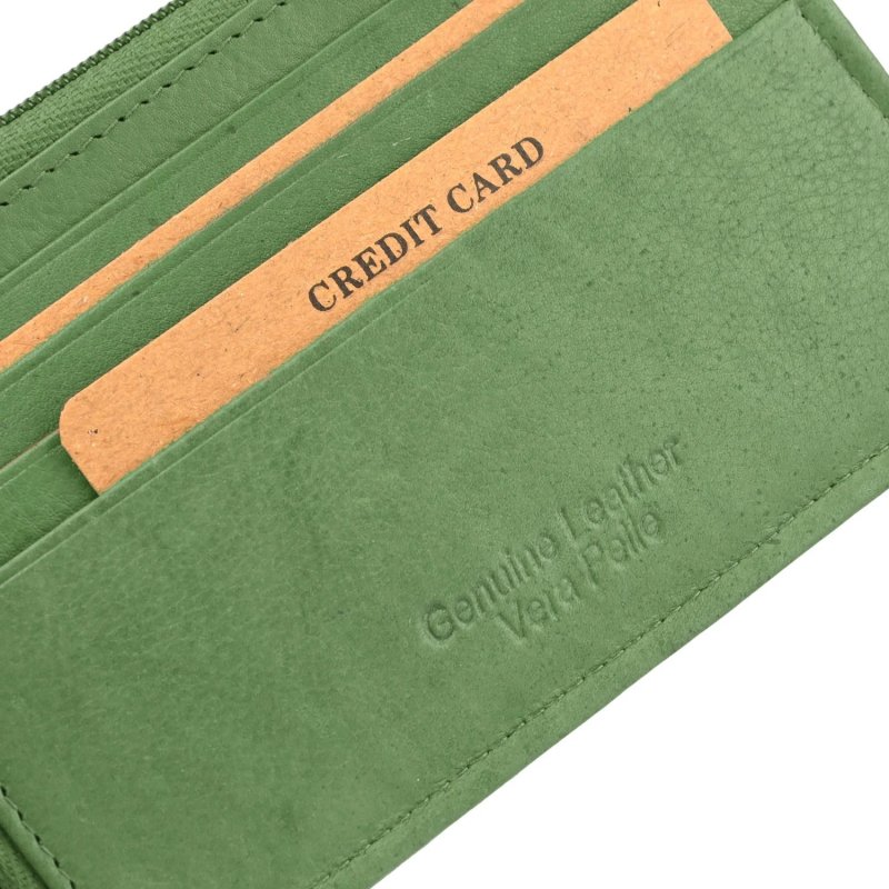 GRESEL Unisex Card Holder in Soft Genuine Leather, Slim, Zip Pocket for Coins and Banknotes, With Box — view 24
