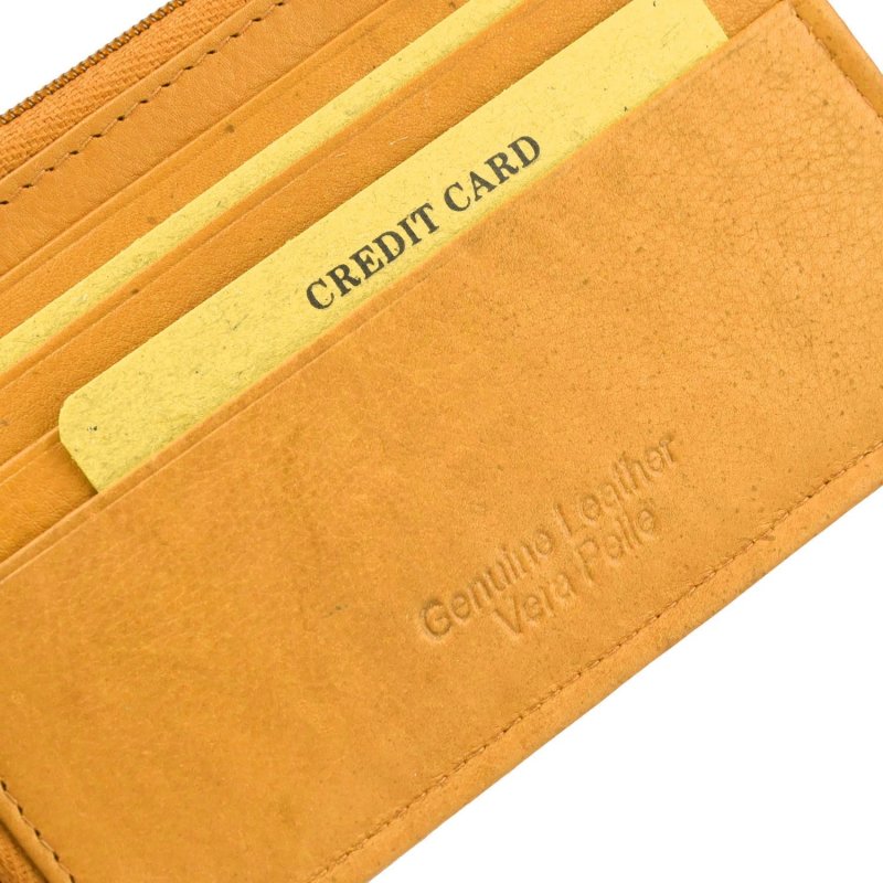 GRESEL Porte-Cartes Homme et Femme en Cuir Véritable Souple, Unisexe, Fin, Poche Zippée pour Pièces et Billets, ave… — vue 48