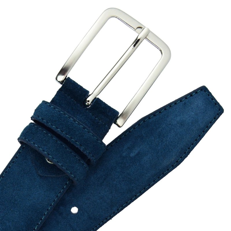 GreSel Gürtel aus echtem Wildleder, Herren und Damen, Made in Italy, kürzbar — Logo-Detail