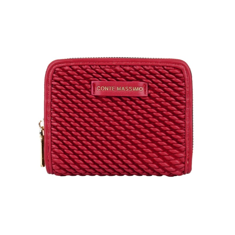 Conte Massimo Portefeuille Femme en Similicuir PU Effet Tressé avec Fermeture Zippée, Petit