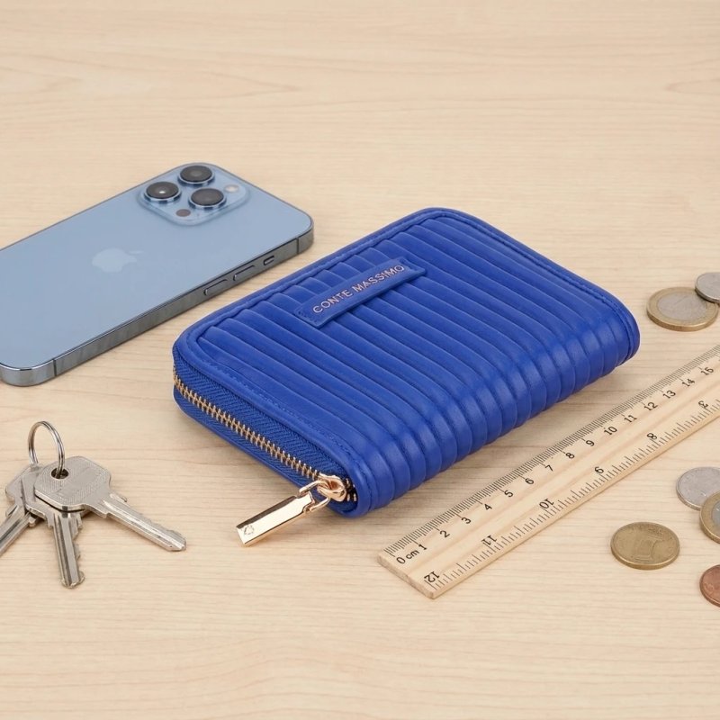 Conte Massimo Damen-Geldbörse aus PU mit Plissee-Falten, Zip-Around, Klein — Ansicht 11