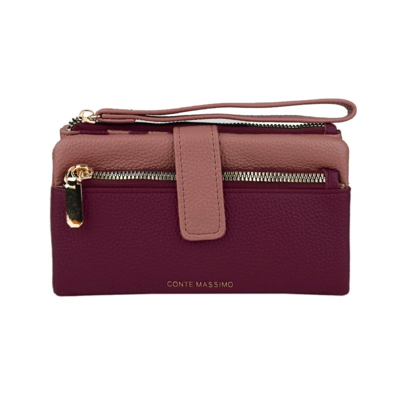 Conte Massimo Cartera Mujer de Piel Sintética PU Martillada con Correa de Muñeca Extraíble, Bicolor, Larga — vista 8