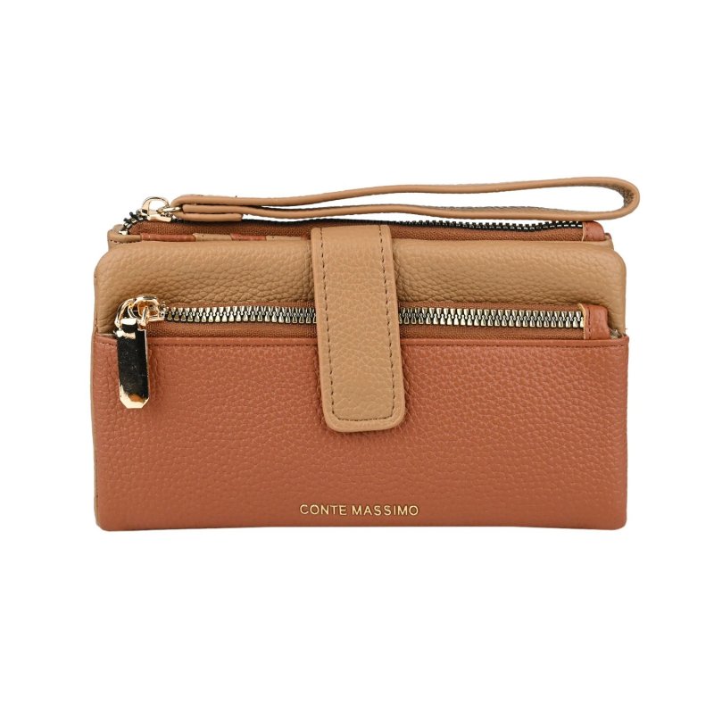 Conte Massimo Cartera Mujer de Piel Sintética PU Martillada con Correa de Muñeca Extraíble, Bicolor, Larga — vista 15