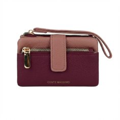 Conte Massimo Women's Small Wallet in Hammered PU, Two-Tone with Removable Wrist Strap