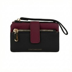 Conte Massimo Women's Small Wallet in Hammered PU, Two-Tone with Removable Wrist Strap 2