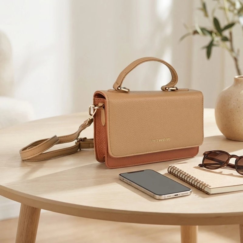 CONTE MASSIMO Elegante Damen-Umhängetasche aus zweifarbigem Kunstleder, Mini-Tasche fürs Handy — Ansicht 21