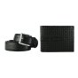 Laura Biagiotti Men's Gift Set, Genuine Leather Belt and Genuine Leather Wallet, Black — front view