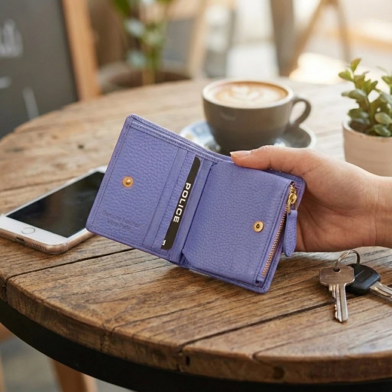 Police Women's Compact Genuine Leather Wallet with Snap and Zip, Coin Pocket and Gift Box — view 29