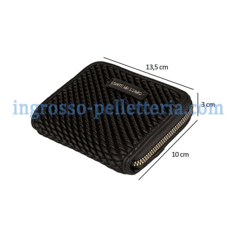 Conte Massimo Portefeuille Femme en Similicuir PU Effet Tressé avec Fermeture Zippée, Petit — vue 17