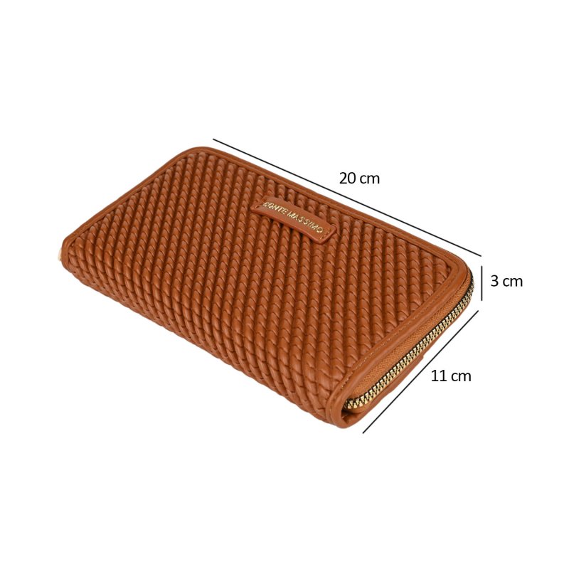 Conte Massimo Women's Long Wallet in Woven-Effect PU with Zip Closure — view 10