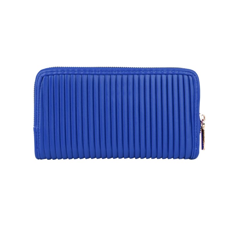 Conte Massimo Women's Long Wallet in Pleated PU, Zip Around — detail
