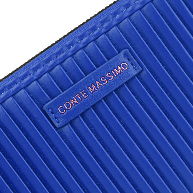Conte Massimo Women's Long Wallet in Pleated PU, Zip Around — view 7